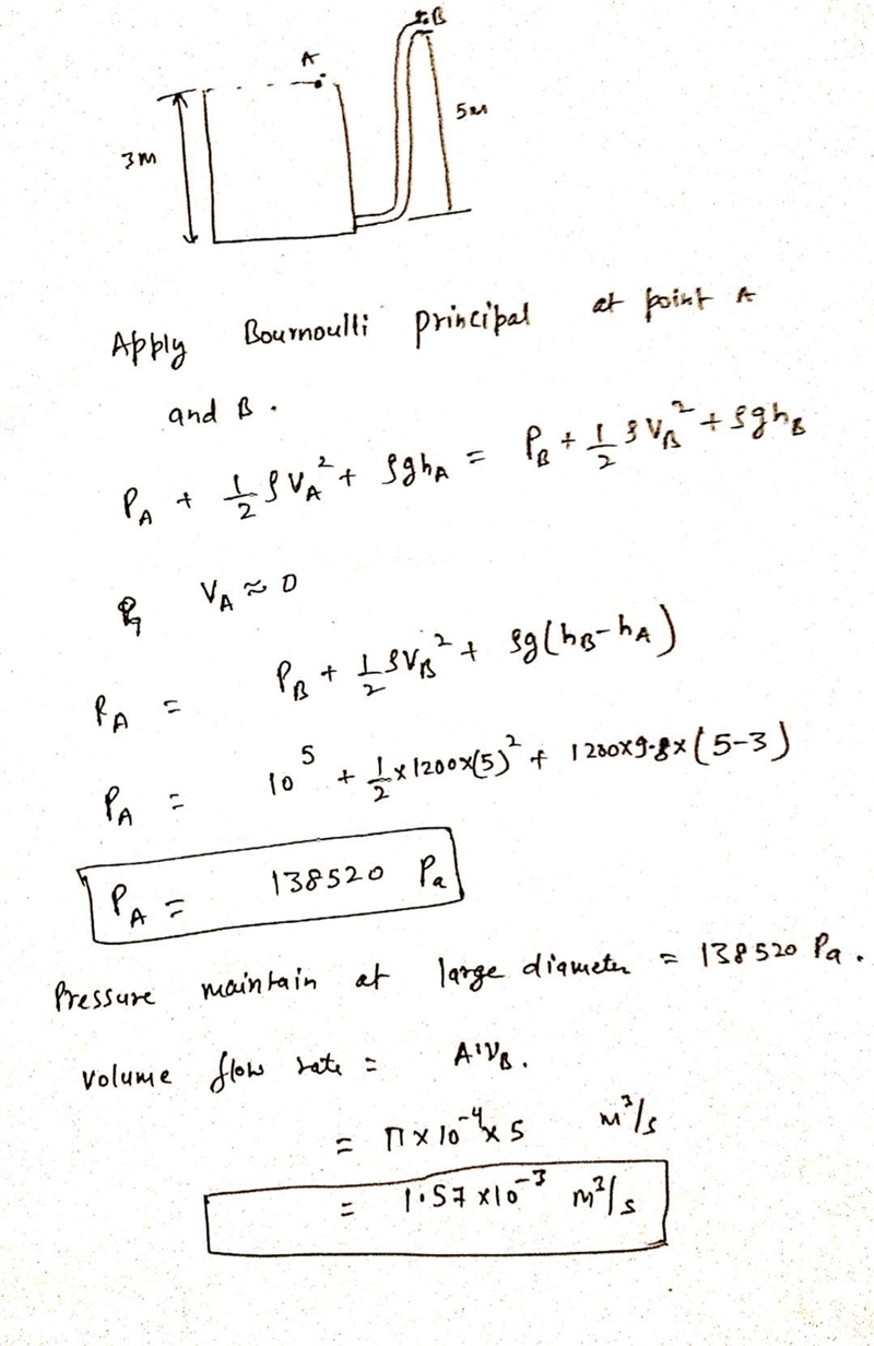 A large diameter closed top tank is filled with a depth of 3 meters of a fluid (density-example-1