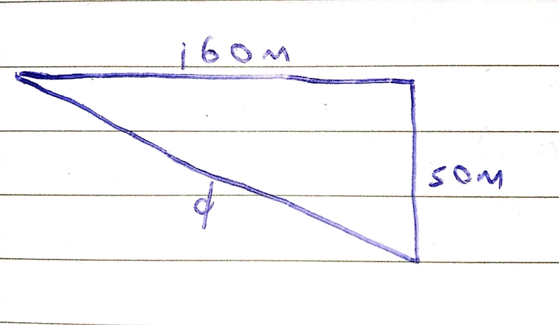 A helicopter flies 160 m horizontally and then moves downward to land 50 m below. What-example-1