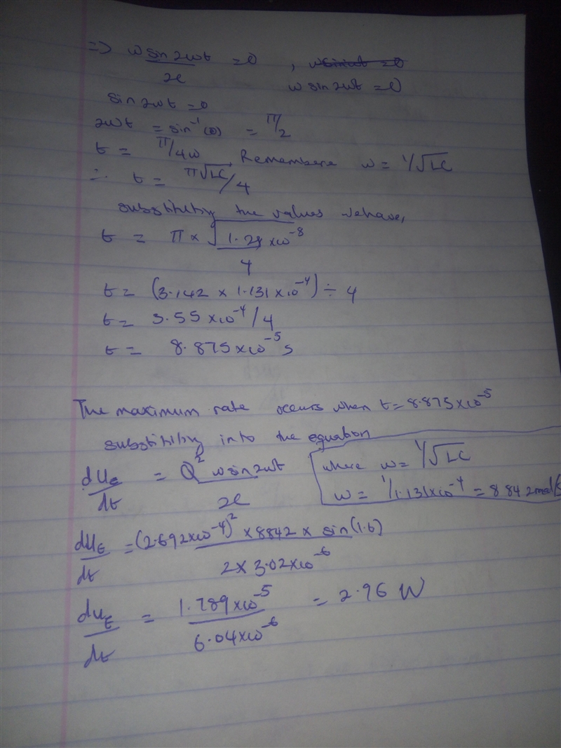 In an oscillating LC circuit, L = 4.24 mH and C = 3.02 μF. At t = 0 the charge on-example-2