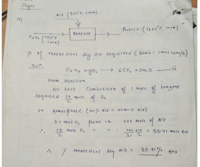 Benzene gas (C6H6) enters a well-insulated reactor operating at steady state at 77oF-example-1