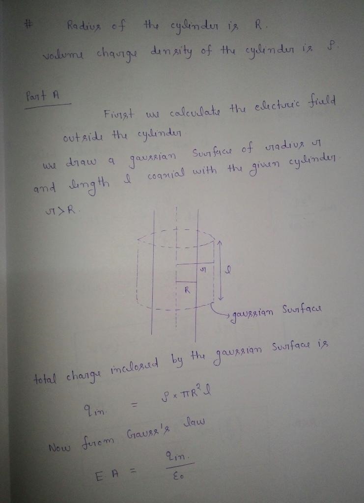 A very long solid cylinder of radius R has positive charge uniformly distributed throughout-example-1