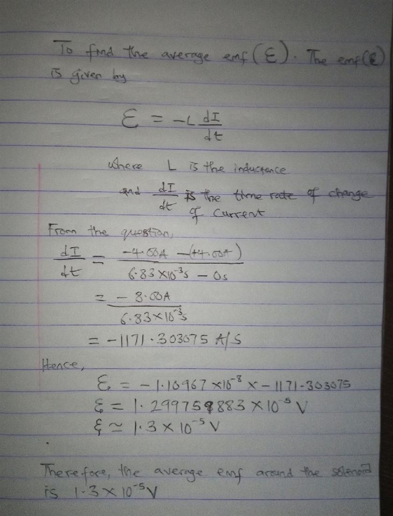 A solenoid with 435 turns has a length of 7.50 cm and a cross-sectional area of 3.50 ✕ 10−9 m-example-2