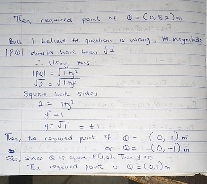 The vector v has initial point P(1, 0) and terminal point Q that is on the y-axis-example-1