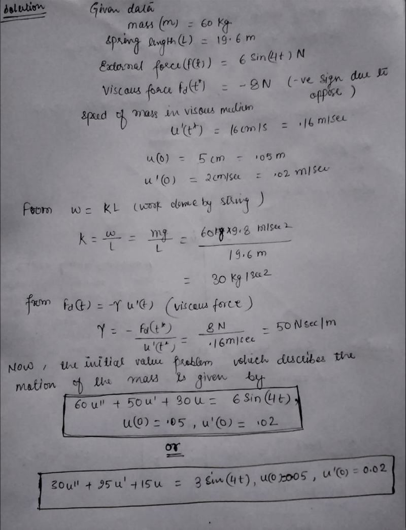 Find the corresponding initial value problem of the following spring-mass systems-example-1