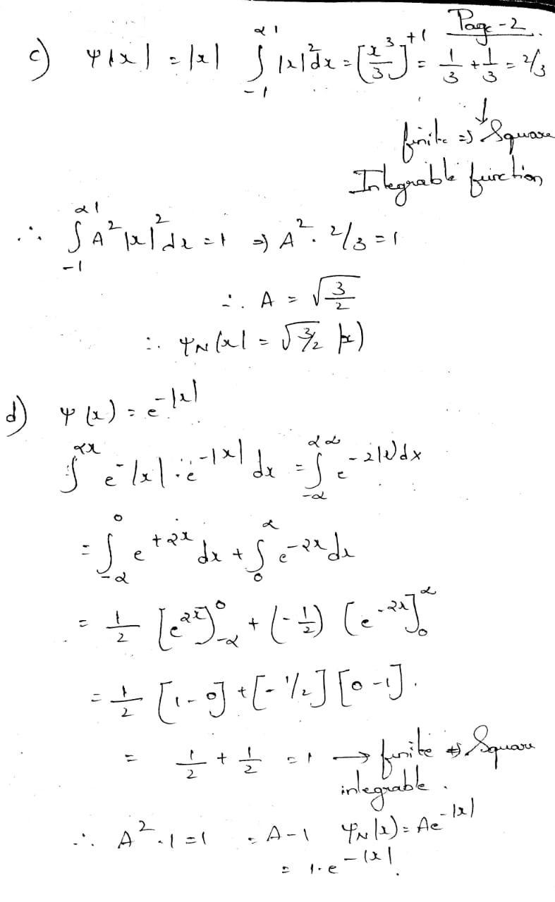 g Which of the following wavefunctions are: a) square-integrable on the interval provided-example-2