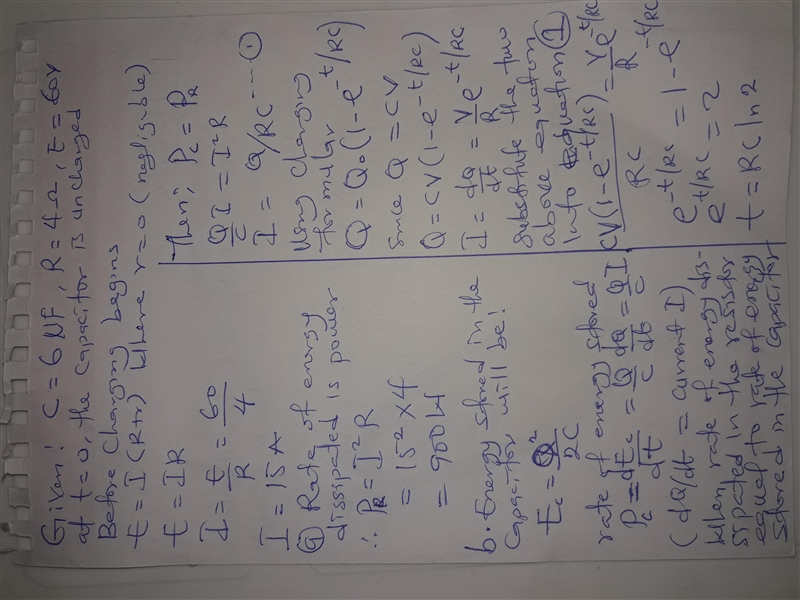 A 6.00 μFμF capacitor that is initially uncharged is connected in series with a 4.00 ΩΩ resistor-example-1