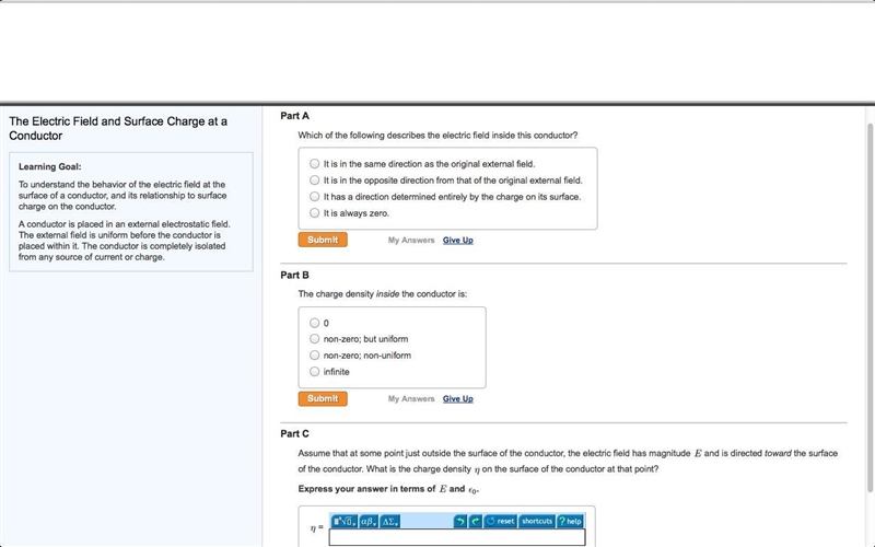 Learning Goal: To understand the behavior ofthe electric field at the surface of a-example-1