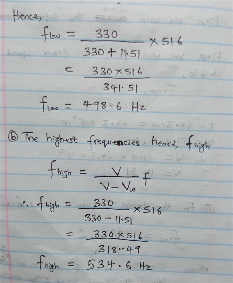 A whistle of frequency 516 Hz moves in a circle of radius 64.3 cm at an angular speed-example-2