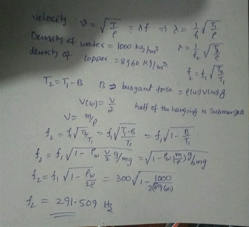 A solid copper sphere hangs at the bottom of a steel wire of negligible mass. The-example-1