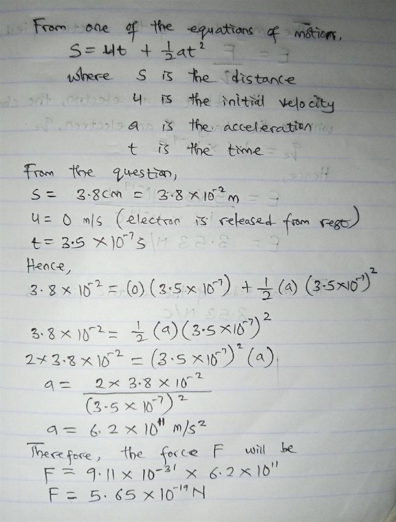 A uniform electric field exists in a region between two oppositely charged plates-example-2