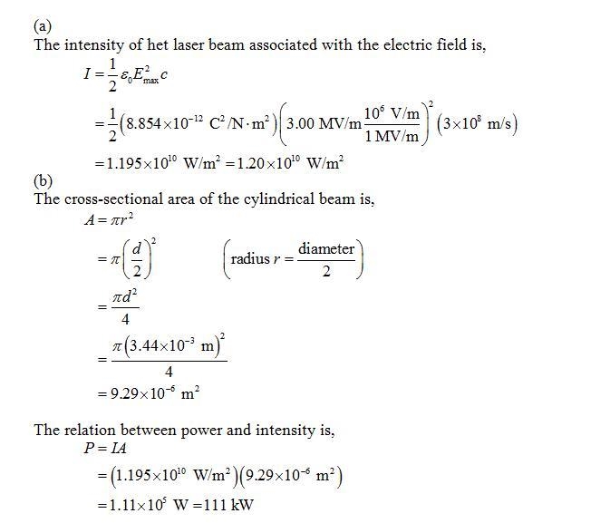 When a high-power laser is used in the Earth's atmosphere, the electric field associated-example-1