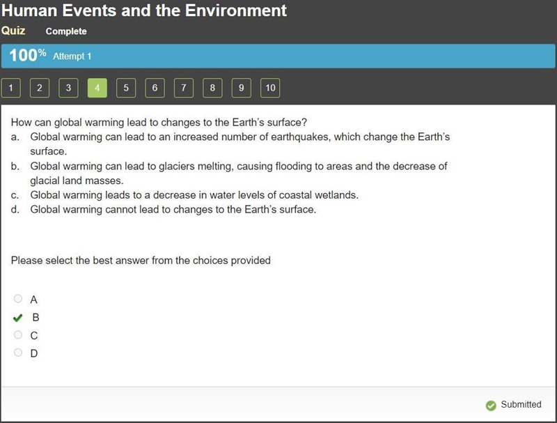 How can global warming lead to changes to the Earth’s surface? a. Global warming can-example-1