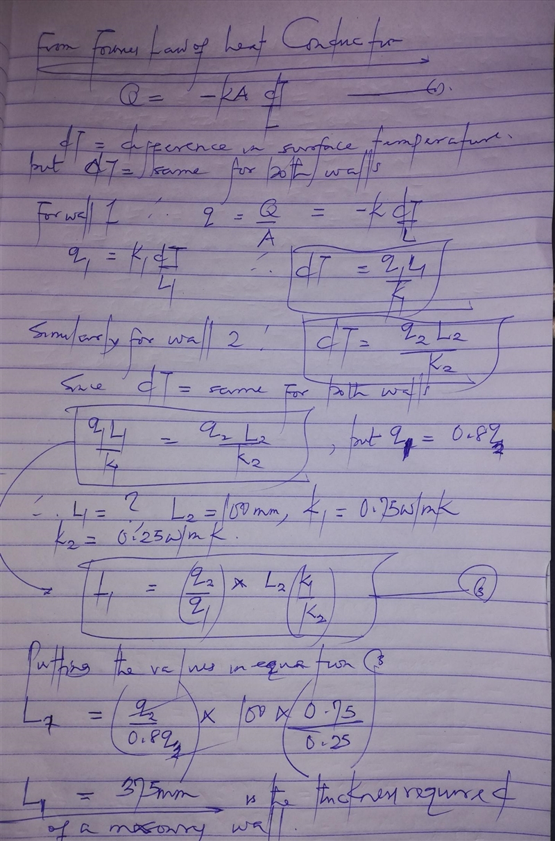 What is the thickness required of a masonry wall having thermal conductivity 0.75 W-example-1