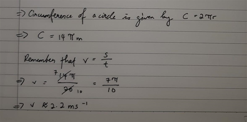 To Da The radius of a circular track is 7 m. What will be the speed of a scooter, if-example-1