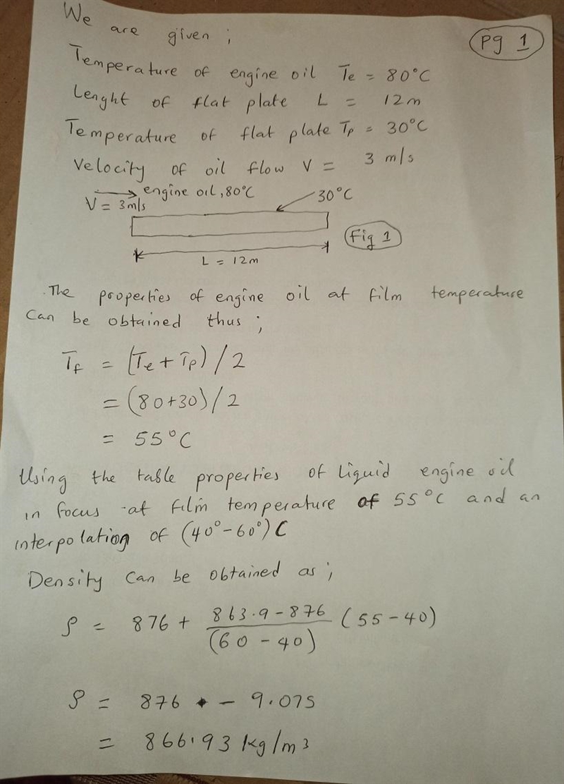 7–14 Engine oil at 80°C flows over a 12-m-long flat plate whose temperature is 30°C-example-1