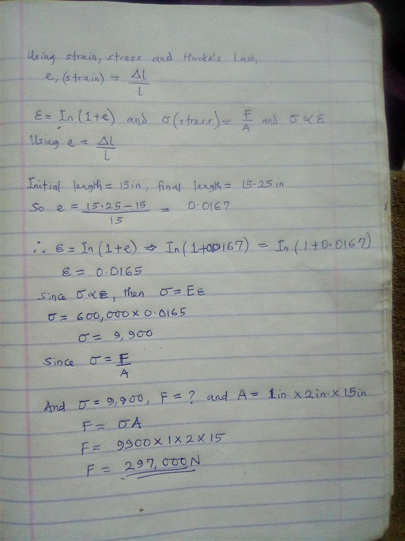 A polymer bar’s dimensions are 1 in. 3 2 in. 3 15 in. The polymer has a modulus of-example-1