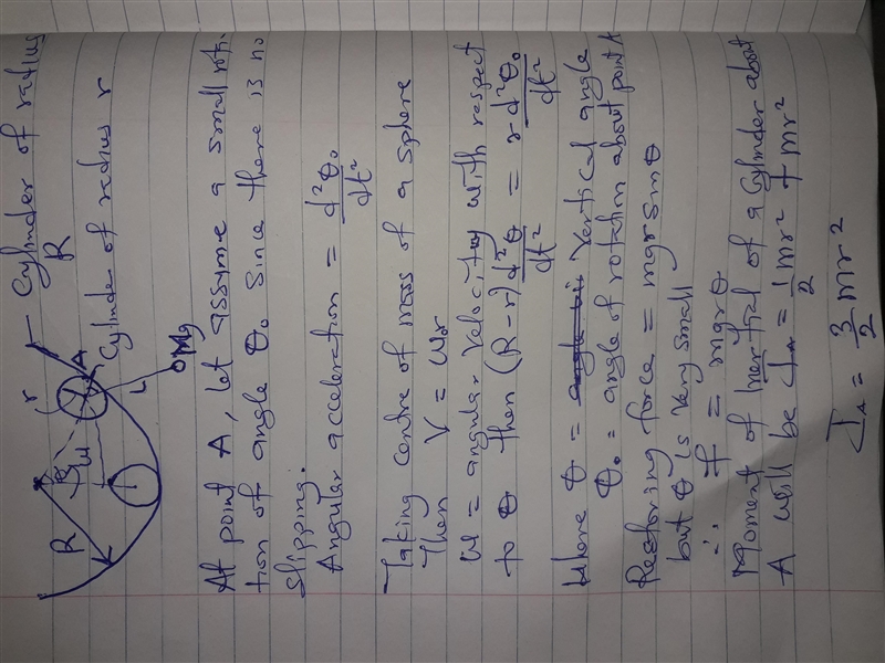 Problem 1. Cylinders and a pendulum A uniform solid cylinder of radius r and mass-example-1