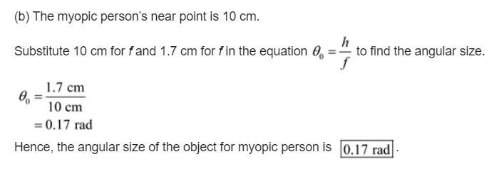 The near point for your myopic uncle is 10 cm. Your own vision is normal; that is-example-2