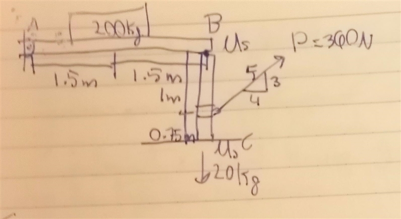 Determine the two coefficients of static friction at B and at C so that when the magnitude-example-1