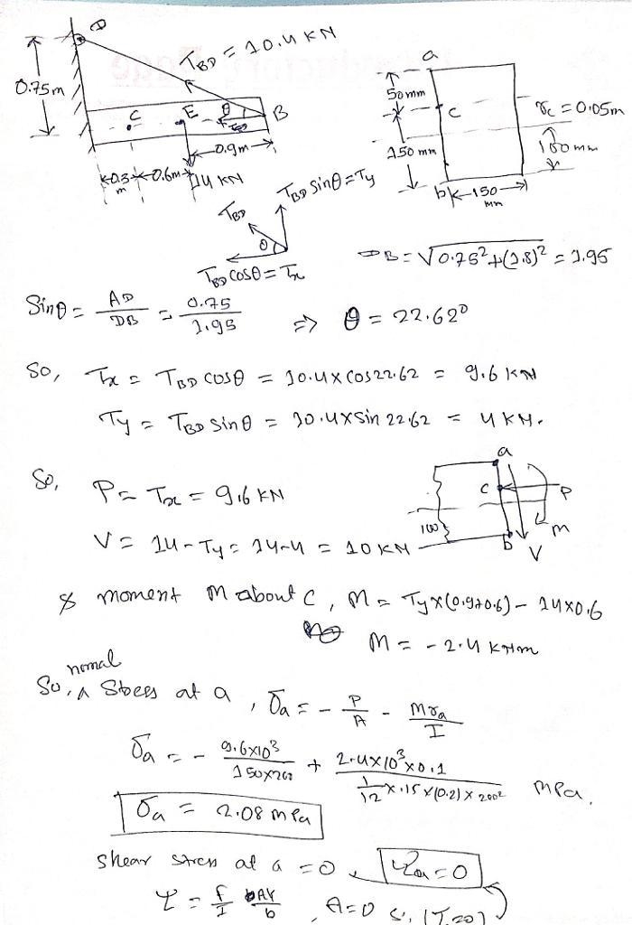 The cantilever beam AB has a rectangular cross section of 150 × 200 mm. Knowing that-example-1