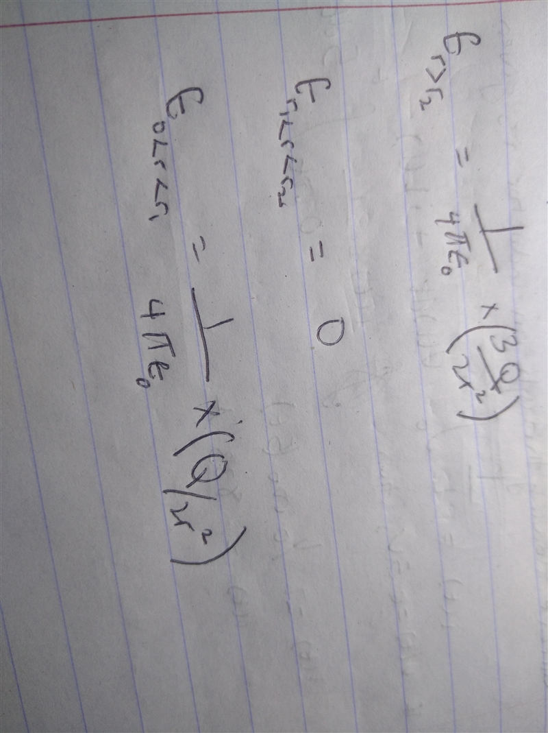 Write the electric field strength EE in all three regions as a function of rr: for-example-1