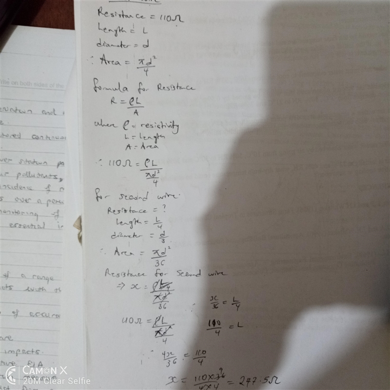 A certain wire has a resistance of 110 Ω. What is the resistance of a second wire-example-1