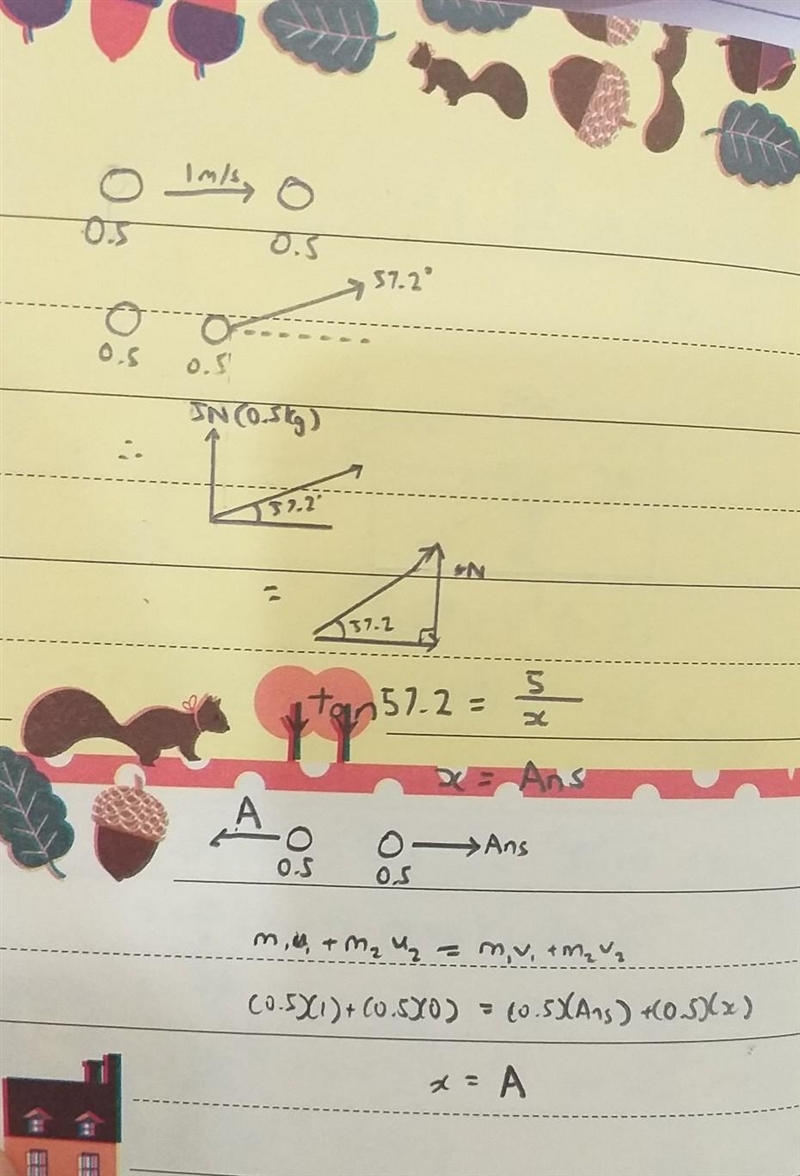 A 0.5 kg ball traveling at 1 m/s to the right hits a second ball of equal mass that-example-1