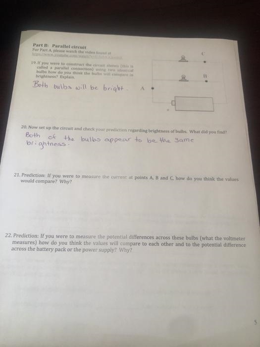 21. Prediction: If you were to measure the current at points A, B and C, how do you-example-1