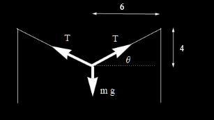 A horizontal clothesline is tied between 2 poles, 12 meters apart. When a mass of-example-1