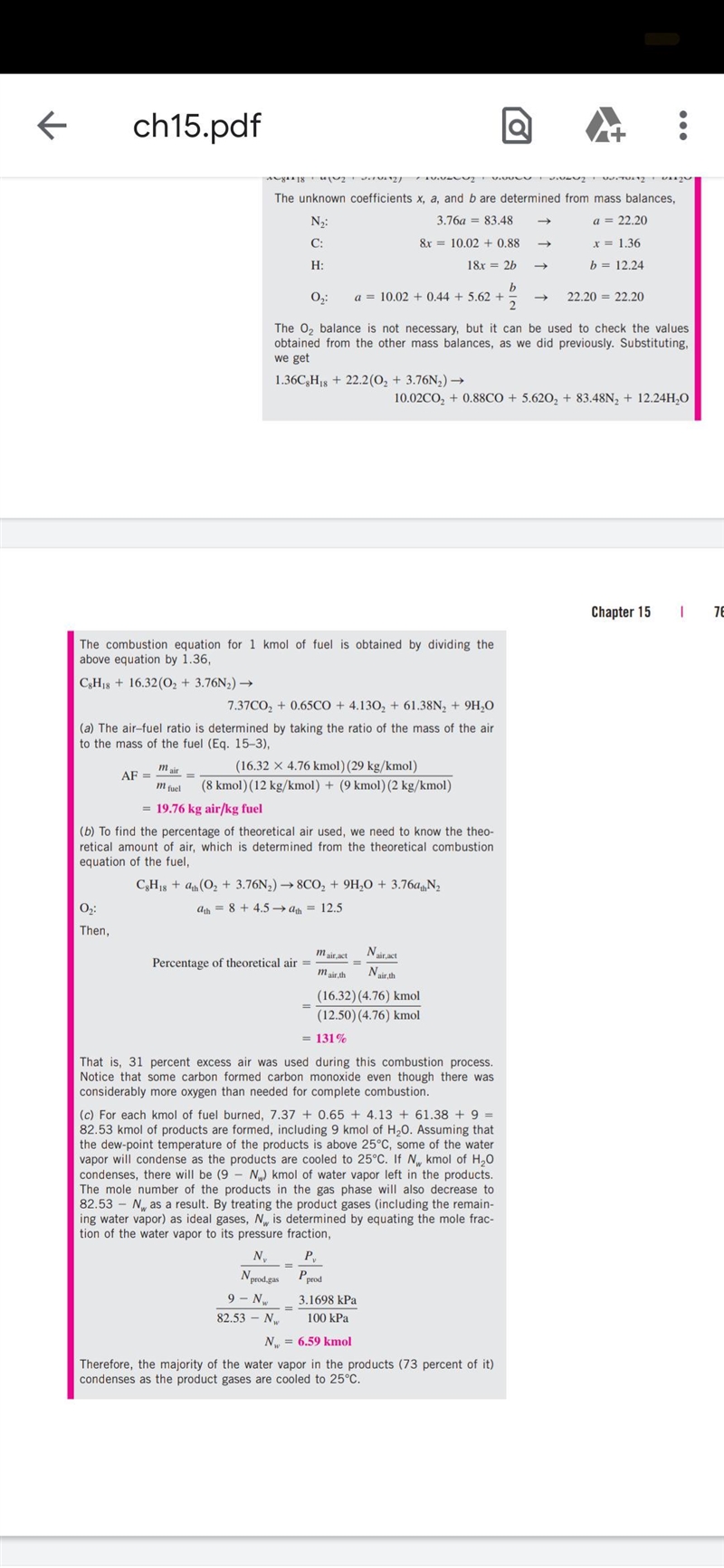 Octane (C8H18) is burned with dry air. The volumetric analysis of the products on-example-2