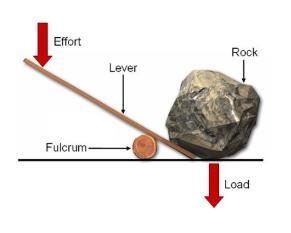 A small branch is wedged under a 200 kg rock and rests on a smaller object. The smaller-example-1