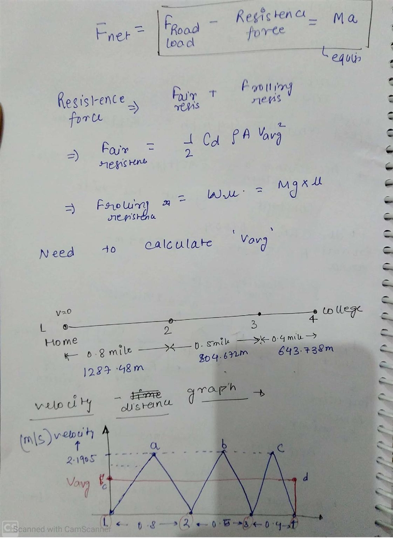 Calculate the energy and power required for a student to bike their way to college-example-2