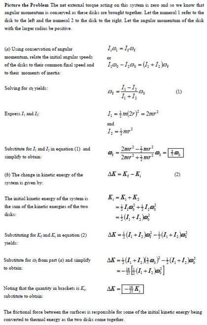 Two disks of identical mass but different radii (r and 2 r) are spinning on frictionless-example-1