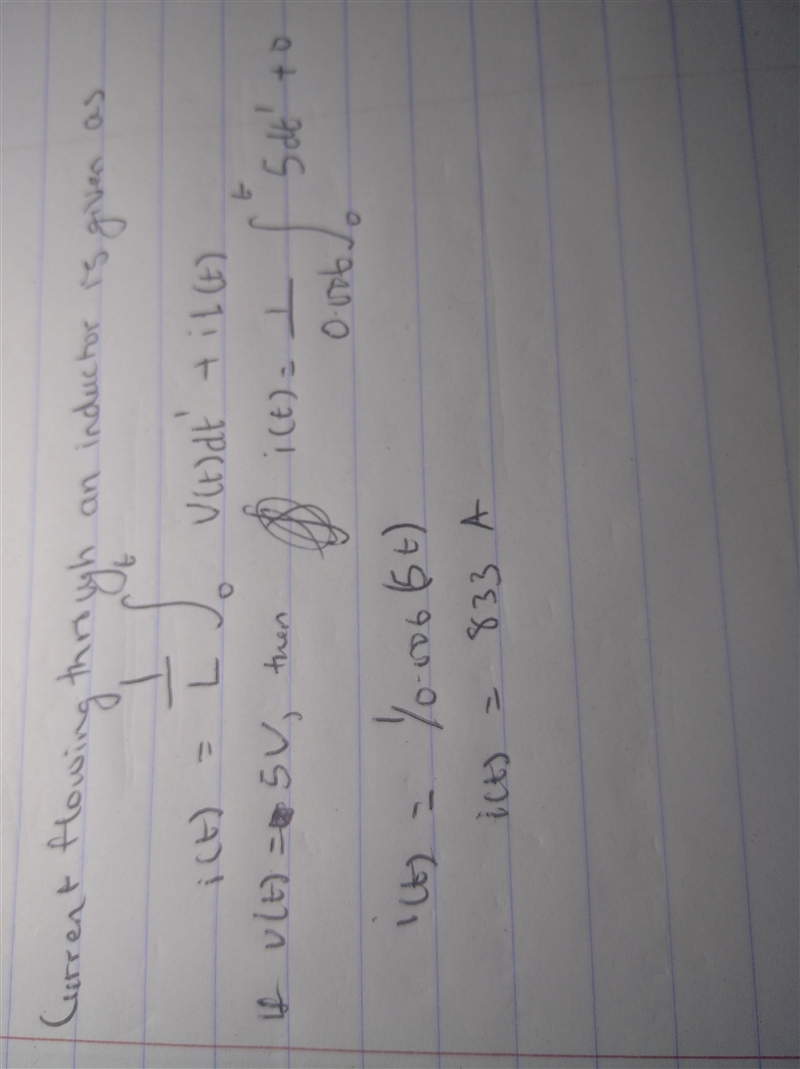 Determine the current flowing through a 6 mH inductor if the voltage (defined such-example-1