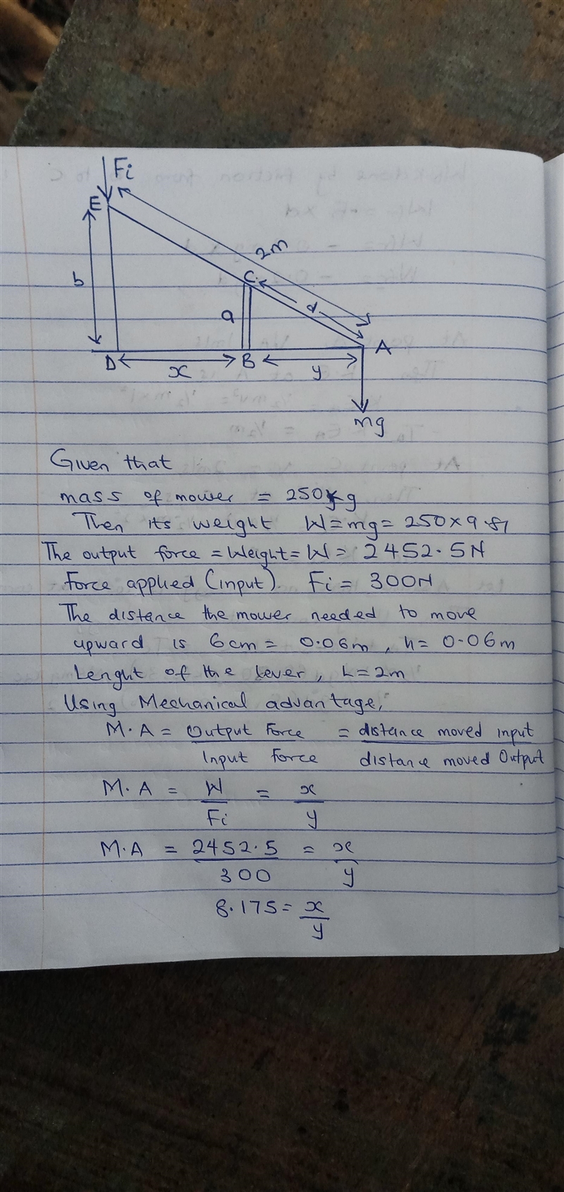 1). Suppose you needed to raise a 250-kg mower a distance of 6.0 cm above the ground-example-1