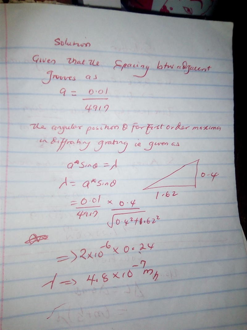 Light from an argon laser strikes a diffraction grating that has 4,917 lines per cm-example-1