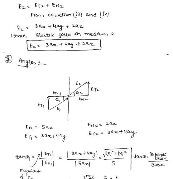 Consider the field E1 in the dielectric on the left of this interface. E1= 3ax+4ay-example-3