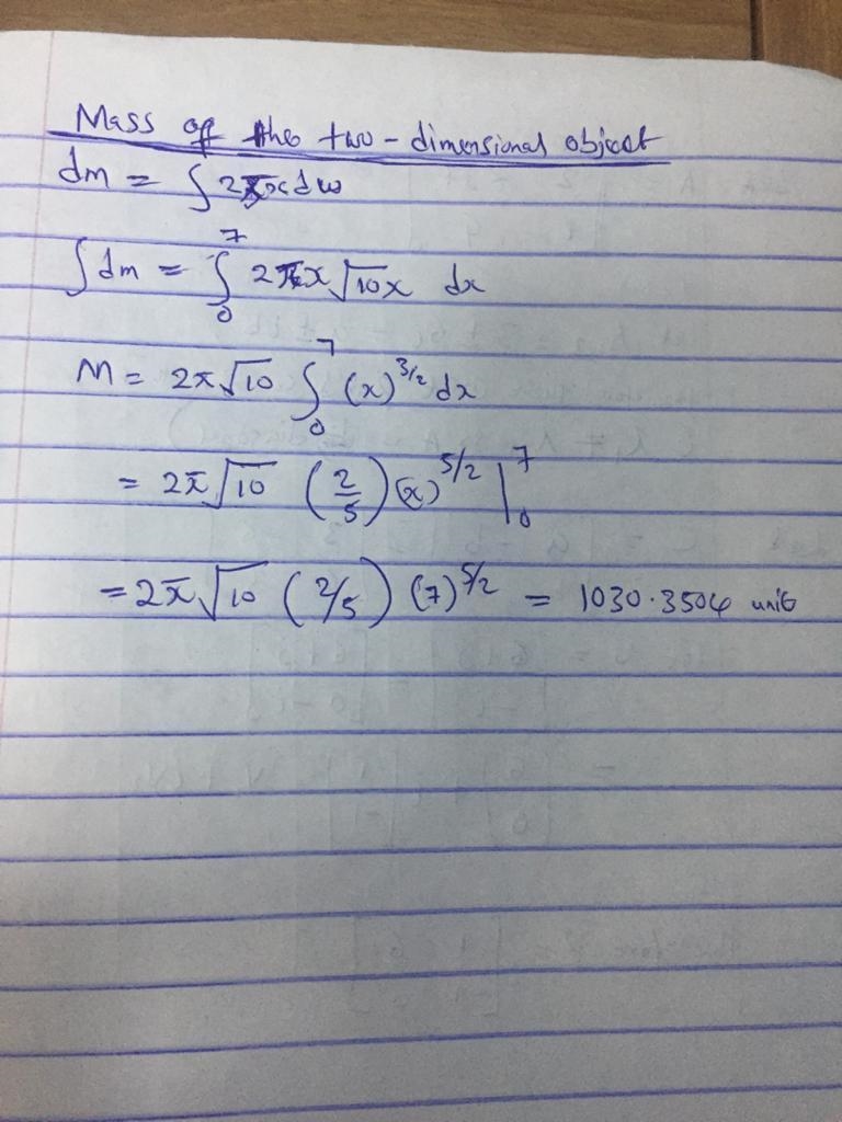 Find the mass of the two-dimensional object. A disk of radius 7 in with density at-example-1