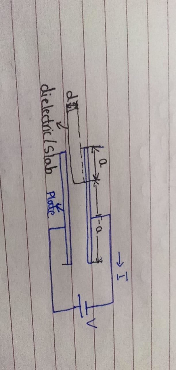 Each plate of a parallel-plate capacator is a square with side length r, and the plates-example-1