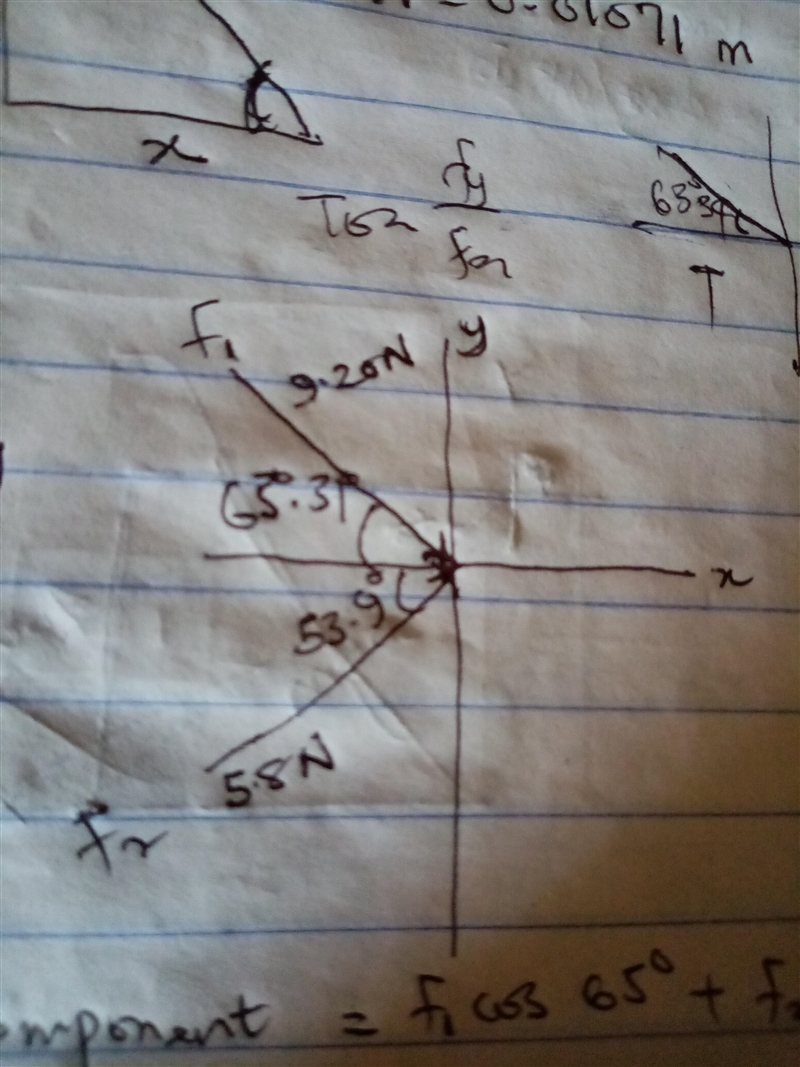 Two forces, F? 1 and F? 2, act at a point, as shown in the picture. (Figure 1) F? 1 has-example-1