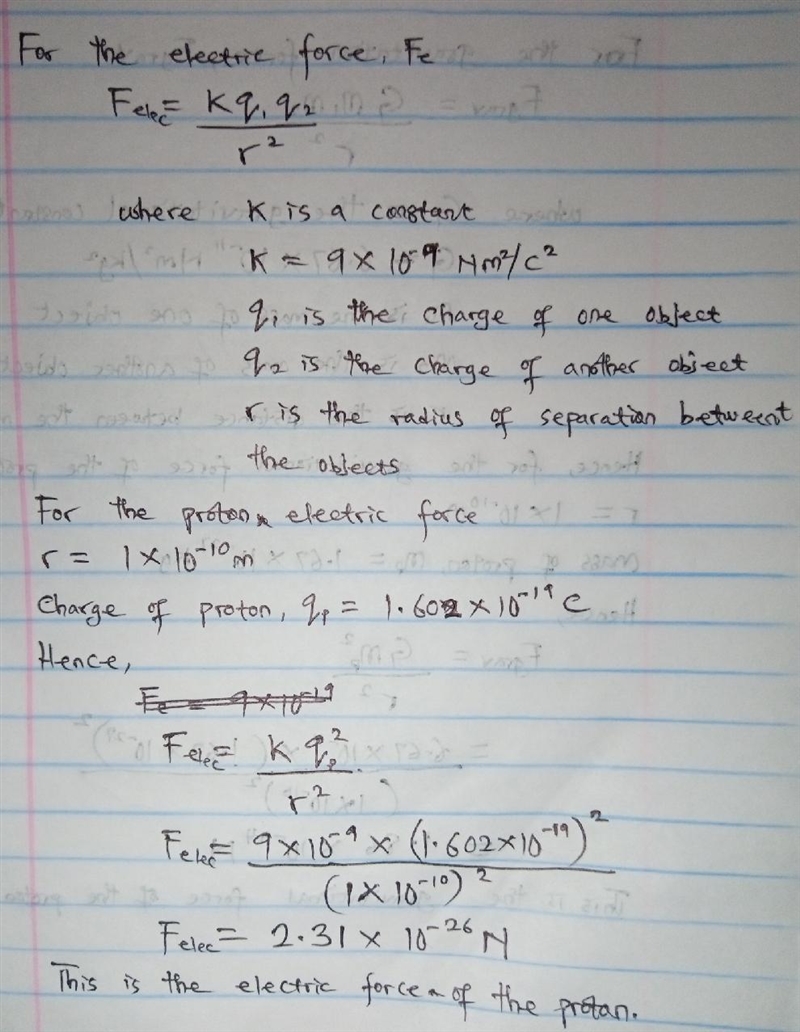 Two protons are 1 × 10−10 m apart (about one atomic radius). Which interaction between-example-1