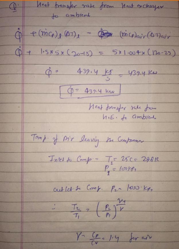 A heat exchanger employs 1.5kg/s of a liquid whose specific heat is 5kJ/(kg K) at-example-1