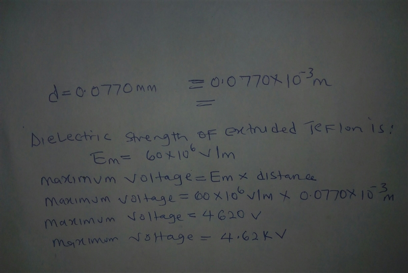 Determine the maximum voltage that can be applied to a Teflon-filled parallel-plate-example-1