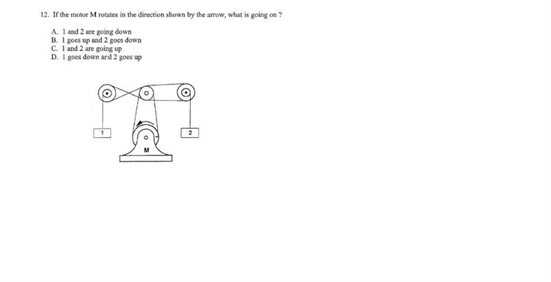 If the motor m rotates in the direction shown by the arrow what is going on-example-1