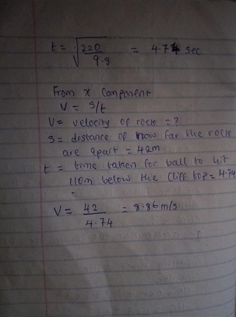 A person is standing 110m below the top of cliff B, and thetwo cliffs are 42m apart-example-1