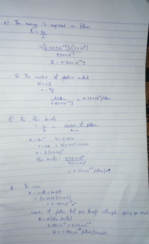 Problem 2: A 21-W horizontal beam of light of wavelength 430 nm, travelling at speed-example-1