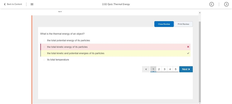 What is the thermal energy of an object? the total kinetic and potential energies-example-1