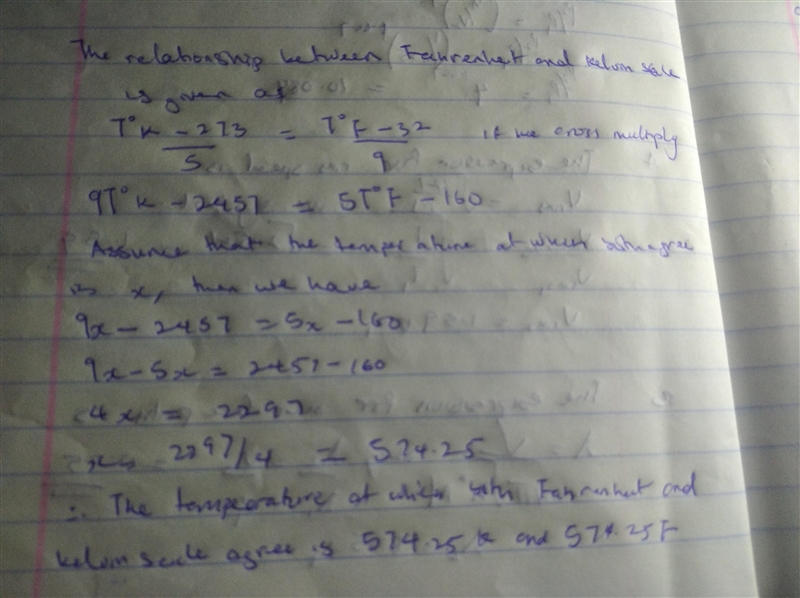 (A) Calculate the one temperature at which Fahrenheit and Celsius thermometers agree-example-2