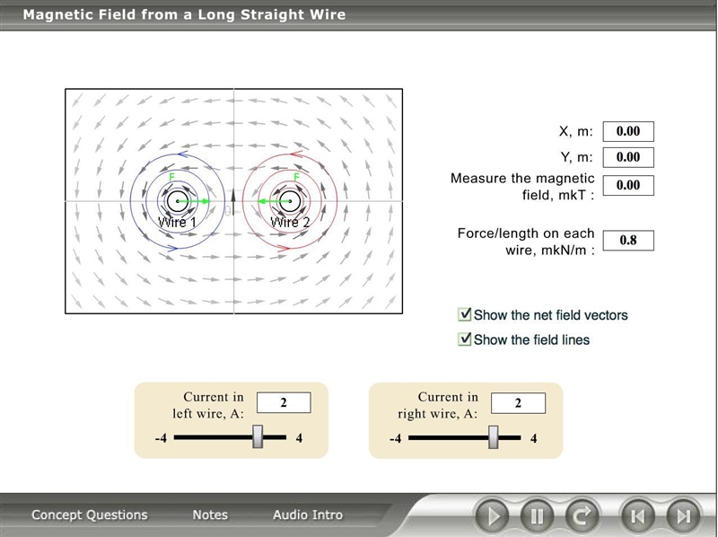 1. Consider the point exactly halfway between the two wires. Can you adjust the current-example-1