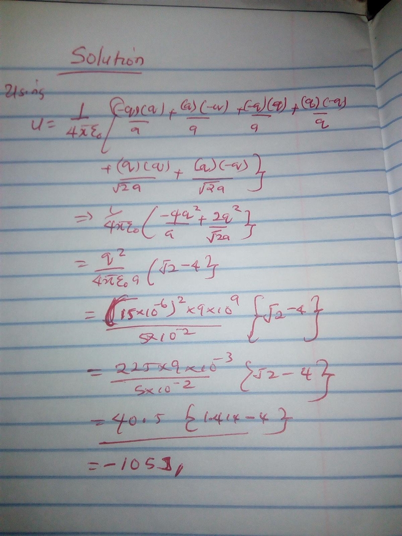 Four charges each of magnitude 15 µC are arranged on the corners of a square of side-example-1